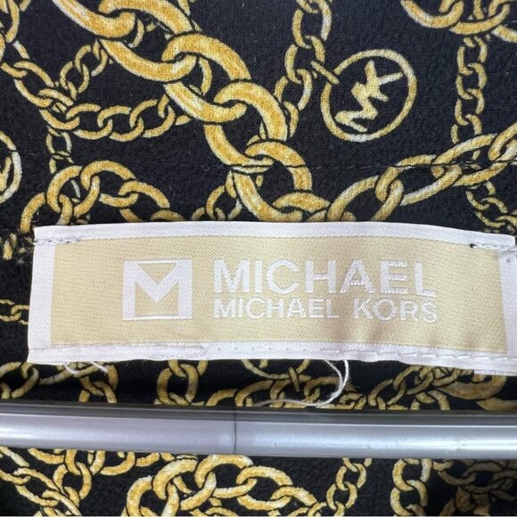 Michael Kors blouse chains βοΈβπ₯ link chain link Black Gold Chain Print Blouse - Picture 12 of 12